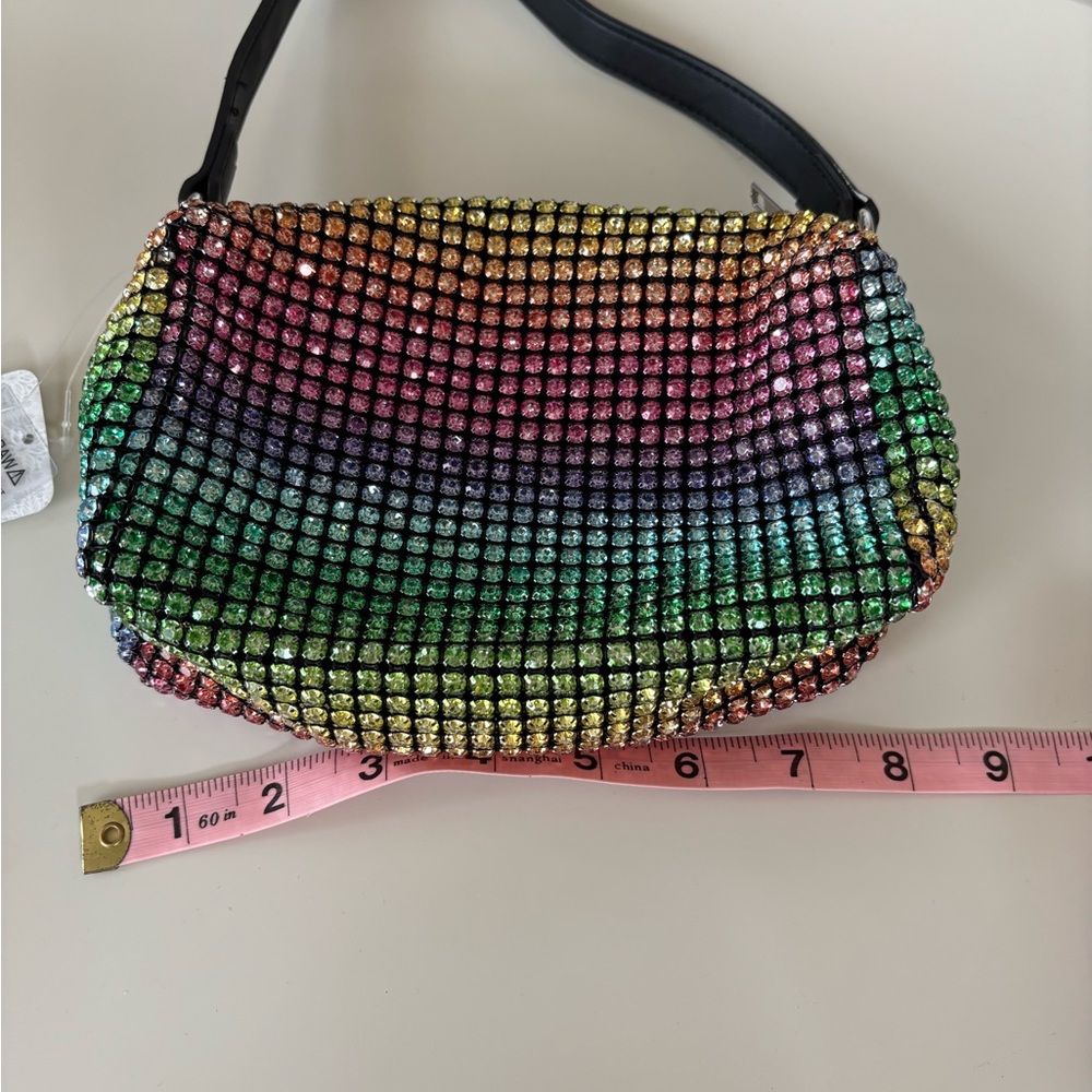✨NWT✨ FREE PEOPLE rainbow rhinestone mini shoulder bag - Picture 9 of 10